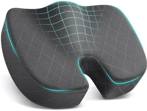 TushGuard Seat Cushion - Memory Foam Cushion for Office Chair, Car Seat, Airplane, Bleacher - Sciatica & Hip & Coccyx Pain Relief Desk Chair Cushion