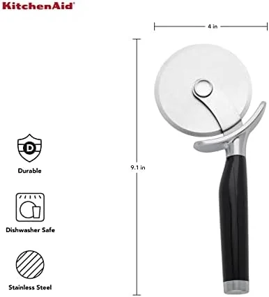 KitchenAid Classic Pizza Wheel with Sharp Blade For Cutting Through Crusts, Pies and More, Built In Finger Guard for Safety and Comfort Grip to