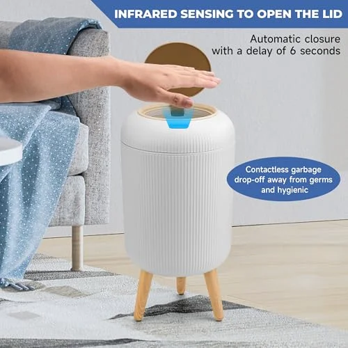 Pukomc Smart Sensor Wastebasket - Convenient and Hygienic Easy to Use, Technology Sensor Waterproof Wastebasket Plastic Trash can for Kitchen