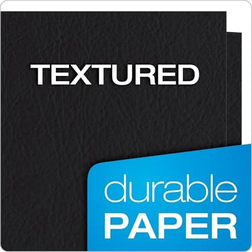 Oxford Twin-Pocket Folders - Textured Paper, Letter Size, Black, Holds 100 Sheets, Box of 25 (57506EE), 8-1/2 x 11