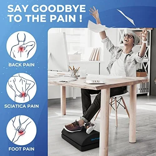 BlissTrends Foot Rest for Under Desk at Work-Versatile Foot Stool with Washable Cover-Comfortable Footrest with 2 Adjustable Heights for Car, Home