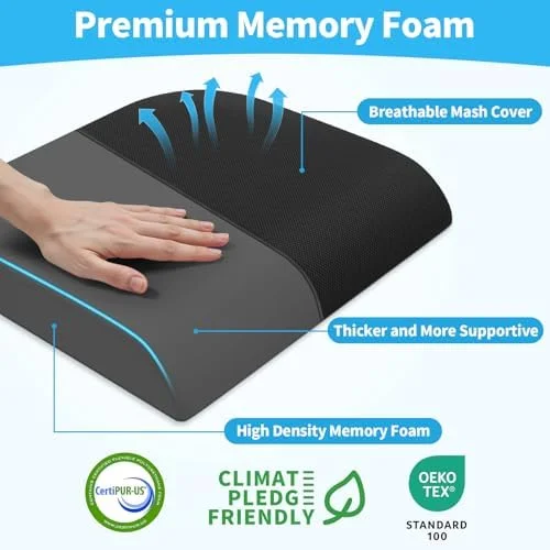 TranquilRelax Large Seat Cushion - Memory Foam Cushion for Long Sitting Hours on Office Chair, Car Seat, Non-Slip Chair Pad for Sciatica, Coccyx
