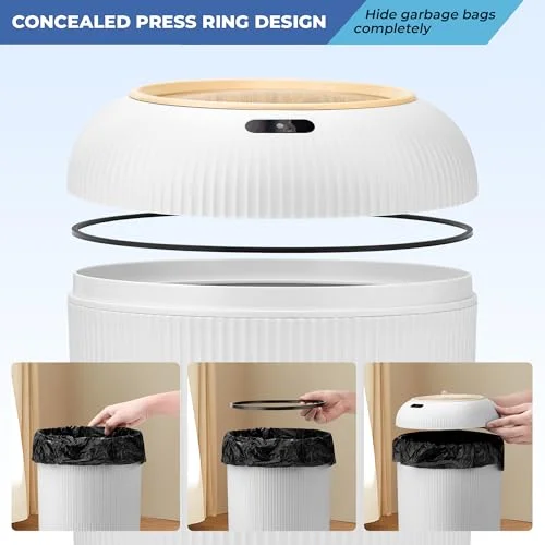 Pukomc Smart Sensor Wastebasket - Convenient and Hygienic Easy to Use, Technology Sensor Waterproof Wastebasket Plastic Trash can for Kitchen