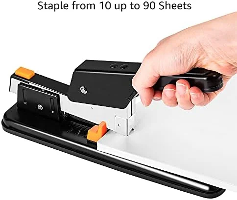 Amazon Basics Heavy-Duty Stapler - 90 Sheets High Capacity, Non-Slip, Large Office Stapler with 1000 Staples, Black