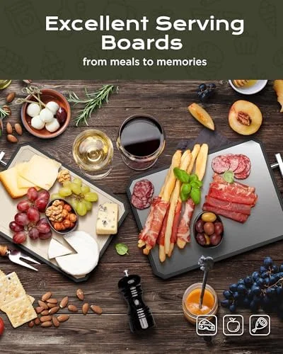 SNOWCLAD Stainless Steel Cutting Board - Double Sided Steel Bread Boards for kitchen, Stainless Steel/Wheat straw pp Large Board for meat, non toxic