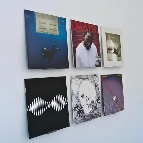 Modern JP Adhesive Vinyl Wall Mount (4-Pack) – Strong Hold Record Holder Wall, Record-Safe Easy Installation, Album Wall Mount for 1LP and 2LP – Clear