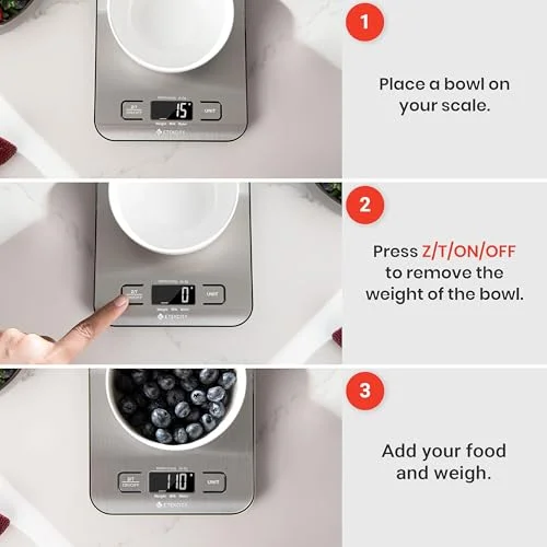 Etekcity Food Kitchen Scale - Digital Grams and Ounces for Weight Loss, Baking, Cooking, Keto and Meal Prep, LCD Display, Medium, 304 Stainless Steel