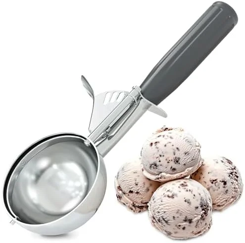 4 oz Large Ice Cream Scoop with Trigger Release #8 - Stainless Steel Cookie Scoop for Baking - Ice Cream & Cookie Dough, Comfort Grip Handle, Easy