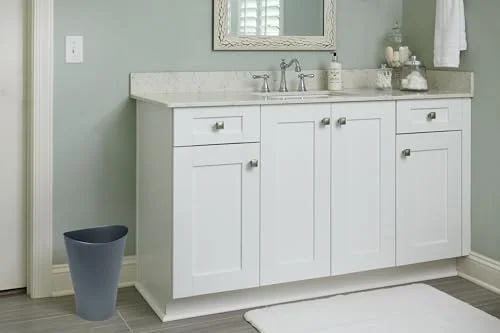 Rubbermaid Spa Works Vanity Wastebasket Home/Bathroom/Office Use Small 2.25 Gallon Plastic Gunmetal Blue Home/Kitchen/Garage/Apartment/Office