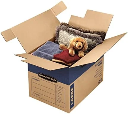 Bankers Box Large Prime Moving Box 6 Pack, Reinforced Handles, Tape-Free Assembly, Attached Lid, 18-in x 18-in x 24-in (0062904)