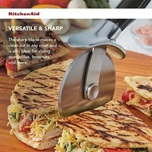 KitchenAid Classic Pizza Wheel with Sharp Blade For Cutting Through Crusts, Pies and More, Built In Finger Guard for Safety and Comfort Grip to
