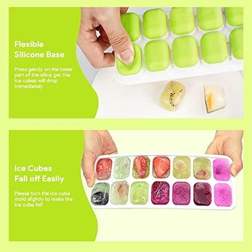 Ice Cube Trays 4 Pack, Airabc Silicone with Removable Lid, Easy-Release Flexible 14-cube Trays, LFGB Certified and BPA Free, Stackable Covers for