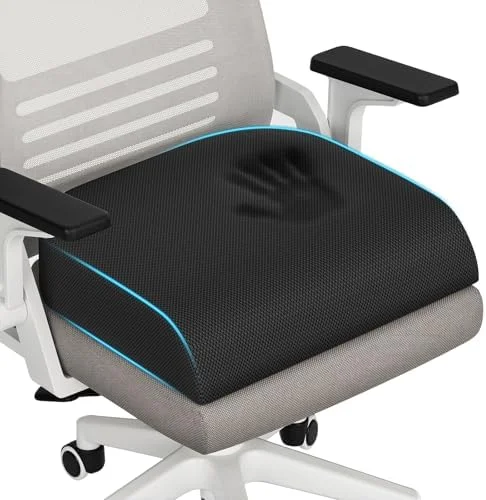 TranquilRelax Large Seat Cushion - Memory Foam Cushion for Long Sitting Hours on Office Chair, Car Seat, Non-Slip Chair Pad for Sciatica, Coccyx