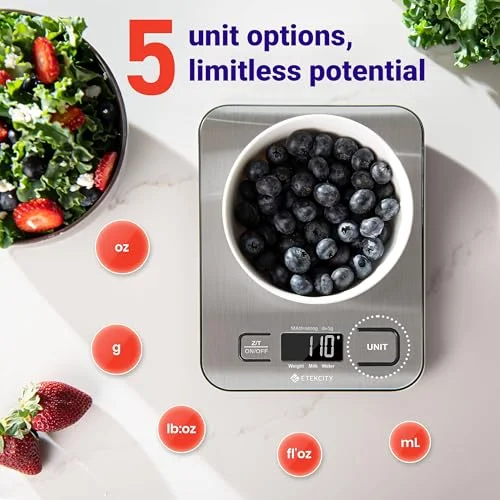 Etekcity Food Kitchen Scale - Digital Grams and Ounces for Weight Loss, Baking, Cooking, Keto and Meal Prep, LCD Display, Medium, 304 Stainless Steel