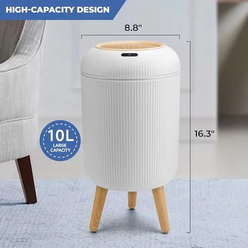 Pukomc Smart Sensor Wastebasket - Convenient and Hygienic Easy to Use, Technology Sensor Waterproof Wastebasket Plastic Trash can for Kitchen