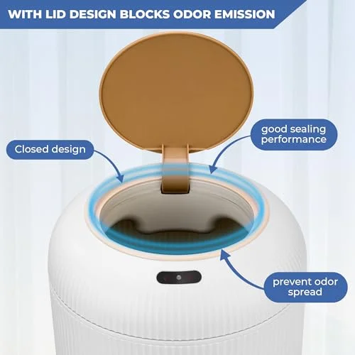 Pukomc Smart Sensor Wastebasket - Convenient and Hygienic Easy to Use, Technology Sensor Waterproof Wastebasket Plastic Trash can for Kitchen