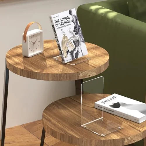 Acrylic Bookends 4 Pcs - Clear Book Ends for Shelves, Transparent Bookend Organizer, Book Holder Stand Decorative, Book Stoppers for Heavy Duty Books
