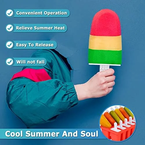 Silicone Popsicle Molds 10-cavity - DIY Ice Pop Mold for Kids Adult Teens, BPA Free Ice Cream Molds for Party Yogurt Juice Smoothies Sticks
