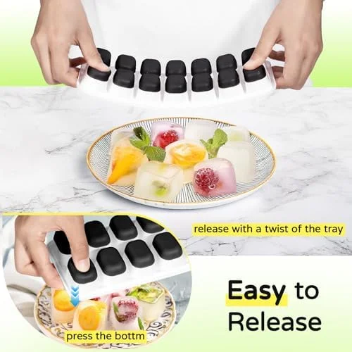 Ice Cube Tray 5 Pack, Stackable Silicone Ice Cube Trays with Lid– Easy Release Reusable Ice Tray, BPA-Free Rectangular Ice Cube Mold Set for