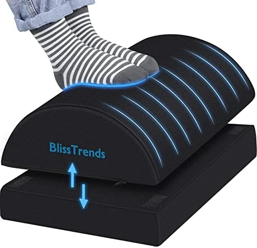 BlissTrends Foot Rest for Under Desk at Work-Versatile Foot Stool with Washable Cover-Comfortable Footrest with 2 Adjustable Heights for Car, Home