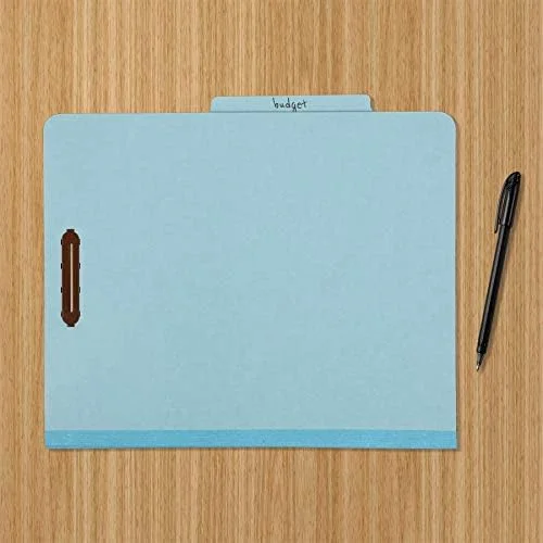 Amazon Basics Classification Folder with Prongs, 100% Recycled, 2 Dividers, 2" Embedded Fasteners, Letter Size, for Documents Organization, Light