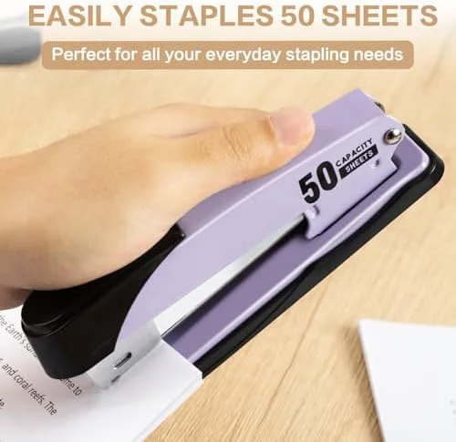 Deli Stapler Heavy Duty - Full Strip Staplers for Desk with 2000 Staples and Staple Remover, 50 Sheet Capacity, No Jam, Non-Slip Office Stapler with