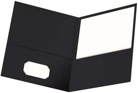 Oxford Twin-Pocket Folders - Textured Paper, Letter Size, Black, Holds 100 Sheets, Box of 25 (57506EE), 8-1/2 x 11