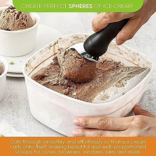 Spring Chef Heavy Duty Ice Cream Scoop with Comfortable Handle - Professional Ice Cream Scooper for Gelato - Sorbet, Cookie Dough, Melon, Frozen
