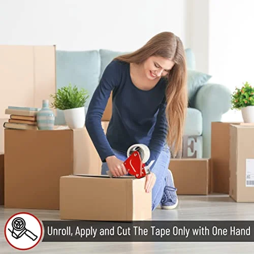 Mr. Pen- Heavy Duty Packing Tape Dispenser Gun - 2 Inch, 2 Pack with 2 Clear Tape Rolls, Handheld Tape Gun for Moving, Shipping, Sealing Boxes &