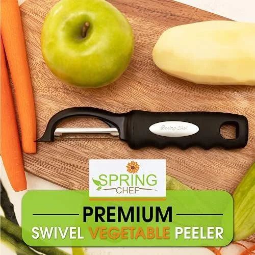 Spring Chef Premium Swivel Vegetable Peeler, Soft Grip Handle and Ultra Sharp Stainless Steel Blades - Perfect Kitchen Peeler For Veggie, Fruit