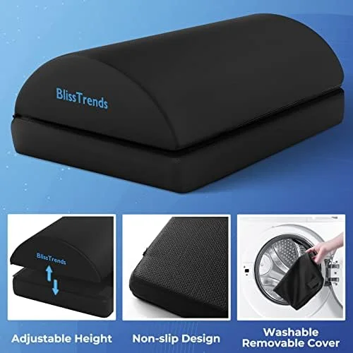 BlissTrends Foot Rest for Under Desk at Work-Versatile Foot Stool with Washable Cover-Comfortable Footrest with 2 Adjustable Heights for Car, Home