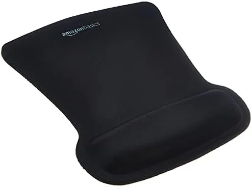 Amazon Basics Irregular Ergonomic Gel Computer Mouse Pad with Wrist Support, Non-Slip, 10.1L x 8.1W inches, Black