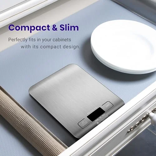 Etekcity Food Kitchen Scale - Digital Grams and Ounces for Weight Loss, Baking, Cooking, Keto and Meal Prep, LCD Display, Medium, 304 Stainless Steel