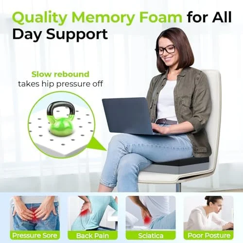 AUVON Ventilation Seat Cushion with Innovation Heat Dissipation Design - Anti-bedsore Wheelchair Cushion with Supportive Memory Foam, Waterproof &