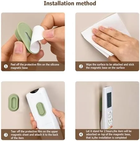 XYOFUN Magnetic Remote Control Holder Wall Mount - 4 Pcs No Drill Self-Adhesive Organizer for Air Conditioner & TV Remotes, Storage Caddy for