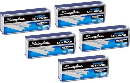 Swingline Staples - 5 Pack, S.F. 4, Premium, 1/4" Length, 210/Strip, 5000/Box (35481)