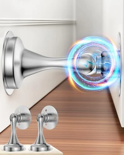 Door Stoppers Magnetic Door Catch - 2 Pack Stainless Steel Heavy Duty Door Holder Stops for Bottom Top of Door - Wall Floor Mounting No Drill Strong
