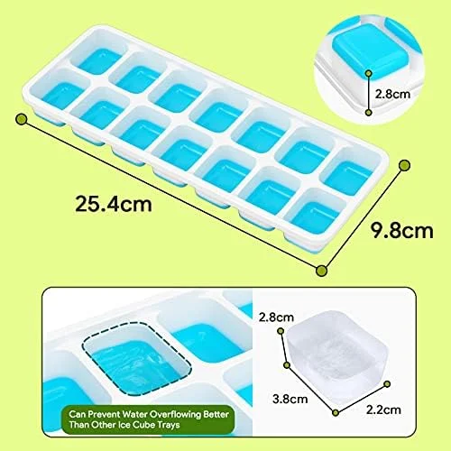 Ice Cube Trays 4 Pack, Airabc Silicone with Removable Lid, Easy-Release Flexible 14-cube Trays, LFGB Certified and BPA Free, Stackable Covers for