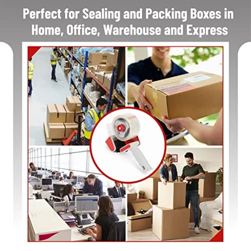 Mr. Pen- Heavy Duty Packing Tape Dispenser Gun - 2 Inch, 2 Pack with 2 Clear Tape Rolls, Handheld Tape Gun for Moving, Shipping, Sealing Boxes &