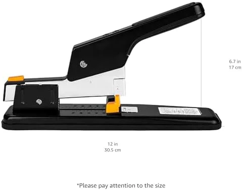 Amazon Basics Heavy-Duty Stapler - 90 Sheets High Capacity, Non-Slip, Large Office Stapler with 1000 Staples, Black