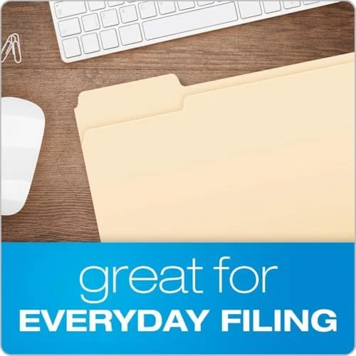 Pendaflex File Folders - 100 Pack, Durable Manila Folders, Letter Size (8.5" x 11"), 3 Top Tabs for Easy Labeling, Everyday Filing Essential for
