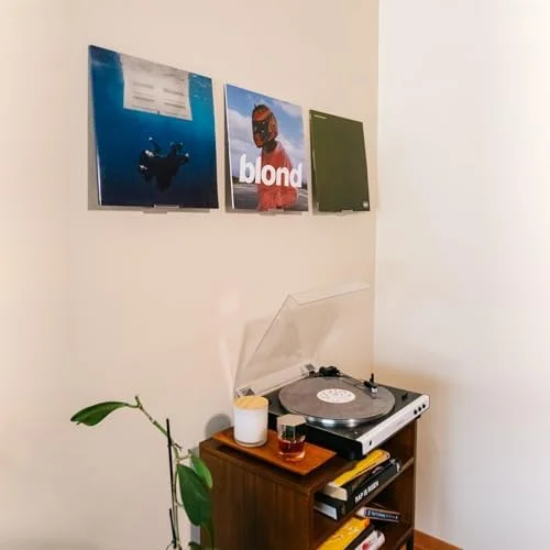 Modern JP Adhesive Vinyl Wall Mount (4-Pack) – Strong Hold Record Holder Wall, Record-Safe Easy Installation, Album Wall Mount for 1LP and 2LP – Clear