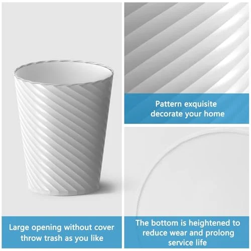 Bathroom Trash Can, 3 Pack 1.8 Gallons Small Trash Can with Trash Bags, Bathroom Garbage Can, Plastic Trash Bin, Round Waste Basket for Living Room