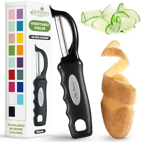 Spring Chef Premium Swivel Vegetable Peeler, Soft Grip Handle and Ultra Sharp Stainless Steel Blades - Perfect Kitchen Peeler For Veggie, Fruit