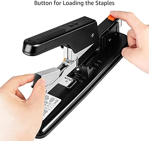 Amazon Basics Heavy-Duty Stapler - 90 Sheets High Capacity, Non-Slip, Large Office Stapler with 1000 Staples, Black