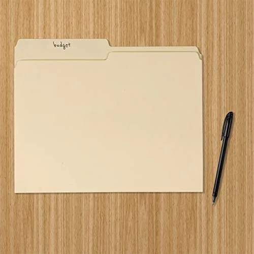 Amazon Basics Manila File Folders, Letter Size, 1/2 Tab in Left and Right Positions, 8.5" x 11", 36-Pack