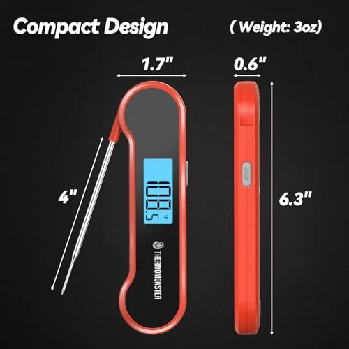 0.5 Sec Instant Read Meat Thermometer Digital with ±0.5℉ Precision, Food Thermometer for Cooking Kitchen Gadgets, Oven Grill Candy BBQ Essentials