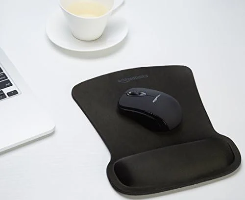 Amazon Basics Irregular Ergonomic Gel Computer Mouse Pad with Wrist Support, Non-Slip, 10.1L x 8.1W inches, Black