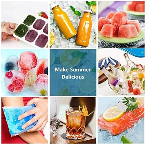 Ice Cube Trays 4 Pack, Airabc Silicone with Removable Lid, Easy-Release Flexible 14-cube Trays, LFGB Certified and BPA Free, Stackable Covers for