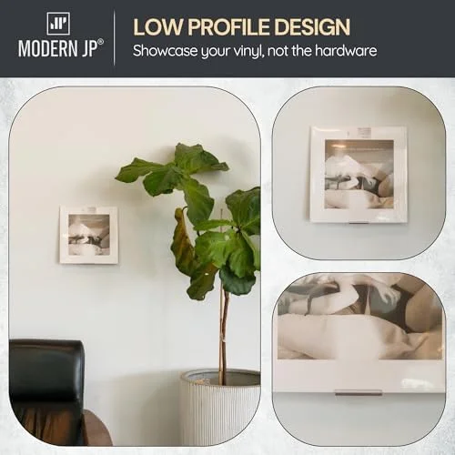 Modern JP Adhesive Vinyl Wall Mount (4-Pack) – Strong Hold Record Holder Wall, Record-Safe Easy Installation, Album Wall Mount for 1LP and 2LP – Clear